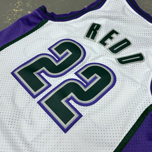 Reebok Michael Redd Milwaukee Bucks Jersey White Purple 22 Swingman NBA Stitched - Picture 6 of 10